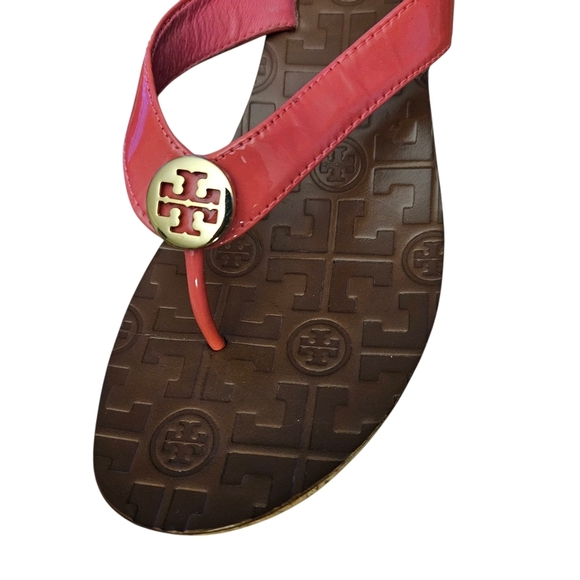 Tory Burch Pink Platform Cork Wedge Flip Flops Sandals Size 7 Women's - Picture 12 of 15